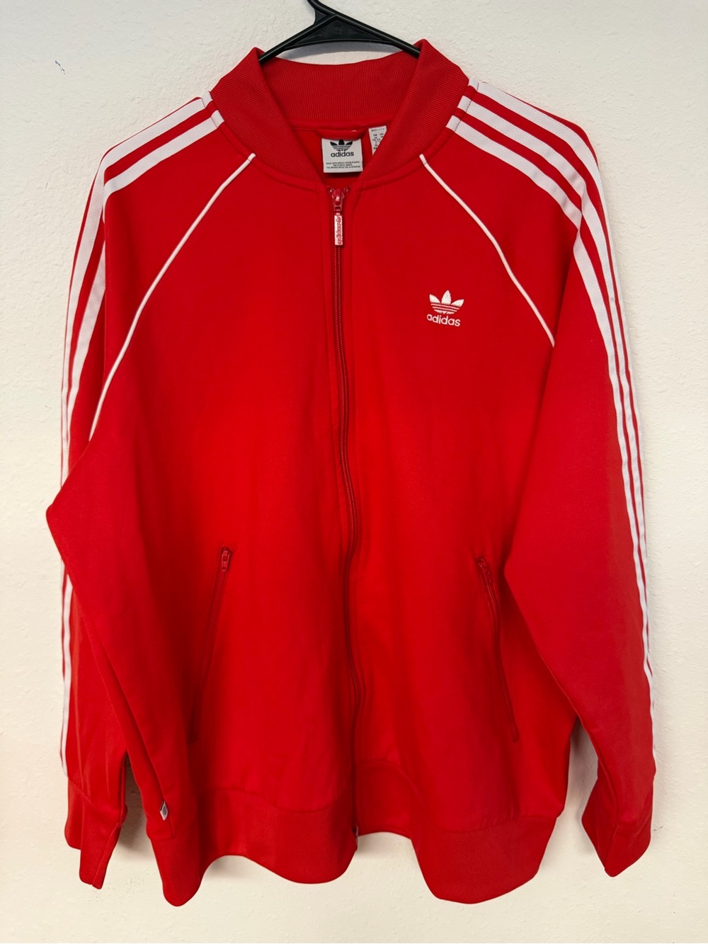 Original Adidas Red Three-Stripe Track Jacket